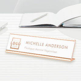 Kundenspezifische Firmenlogos Modern Boss Rose Gol Schreibtischnamensplakette