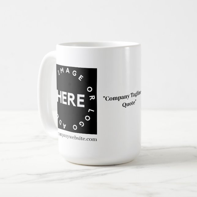 Kundenspezifische Firmenlogos & QR Unternehmenswer Kaffeetasse (Vorderseite Links)