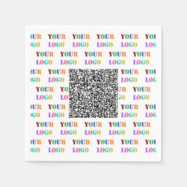 Kundenspezifische Firmenlogos und QR-Code Business Serviette (Vorderseite)
