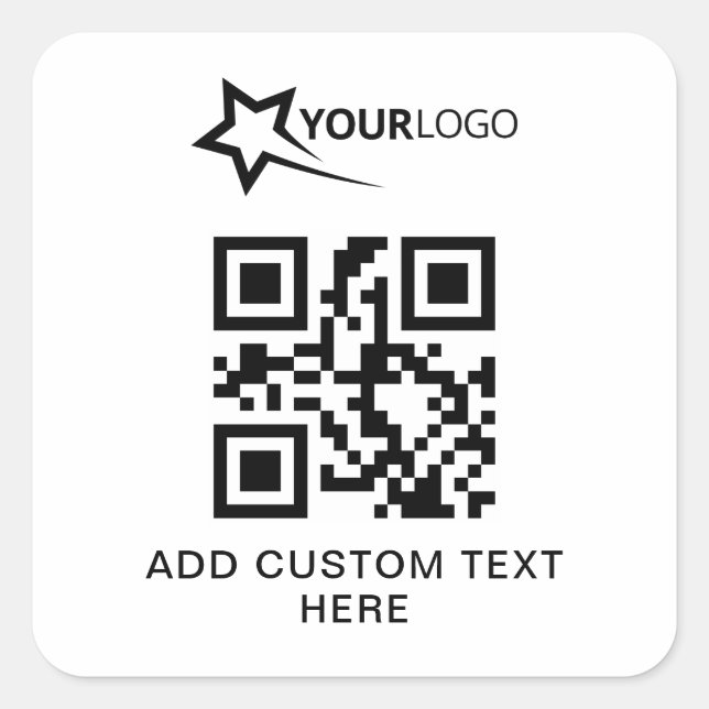 Kundenspezifische Firmenlogos und QR-Code Quadratischer Aufkleber (Vorderseite)