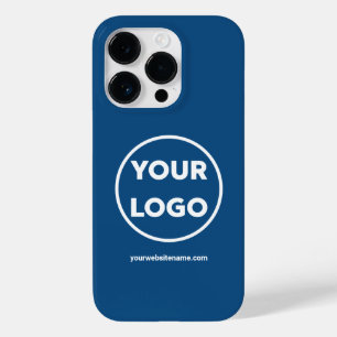 Kundenspezifische Firmenlogos und Website auf blau Case-Mate iPhone 14 Pro Hülle