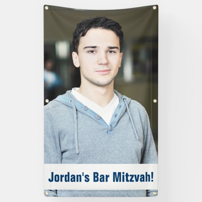 Kundenspezifische Foto-Bar Mitzvah Fahne Banner (Vertikal)