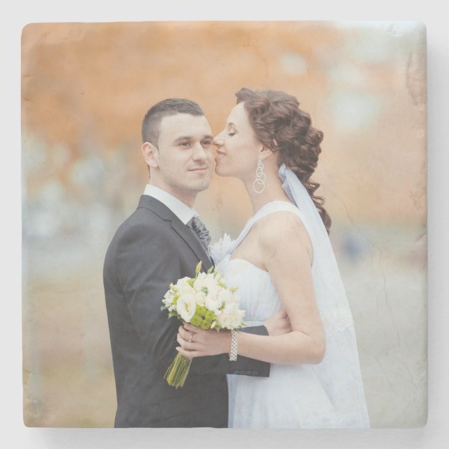 Kundenspezifische Foto-Gastgeschenk Hochzeit Steinuntersetzer (Vorderseite)