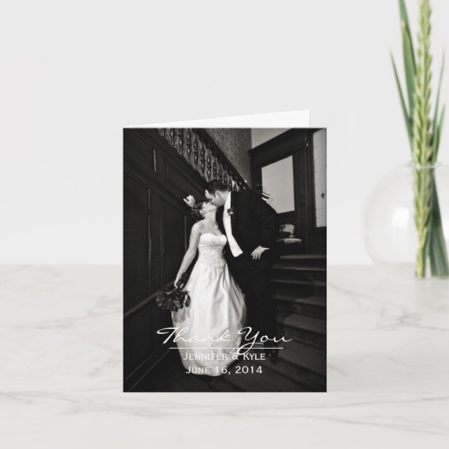 Kundenspezifische Foto-Hochzeit danken Ihnen zu Dankeskarte (Vorderseite)