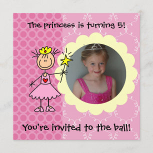 Kundenspezifische Foto-Strichmännchen-Prinzessin Einladung