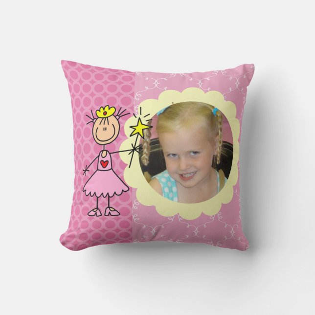 Kundenspezifische Foto-Strichmännchen-Prinzessin Kissen (Vorderseite)