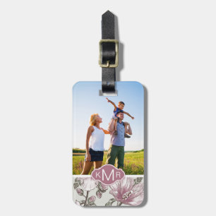 Kundenspezifische Foto-u. Monogramm-rosa Gepäckanhänger