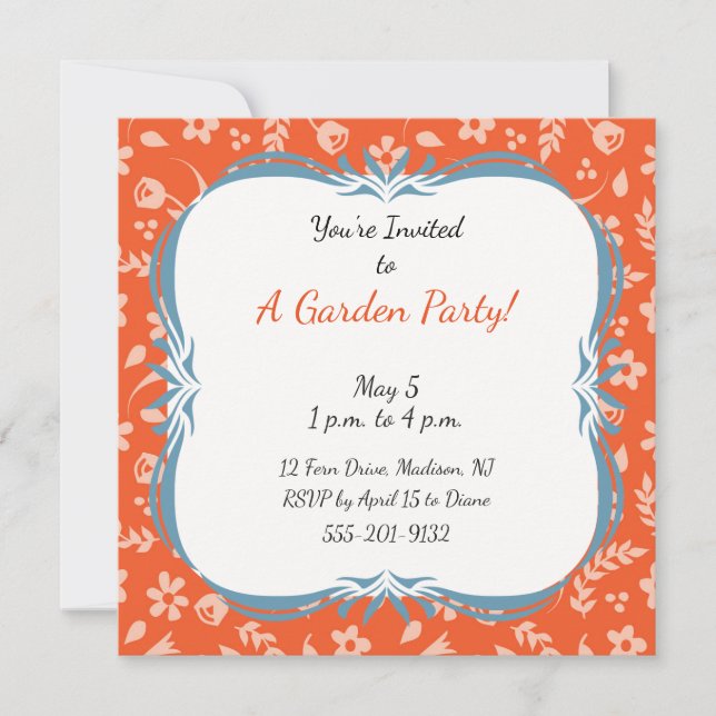 Kundenspezifische Garten-Party Einladungs-orange Einladung (Vorderseite)