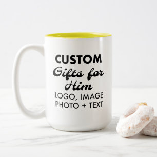 Kundenspezifische Geschenke für Ihm Gelbe Zwei-Ton Zweifarbige Tasse