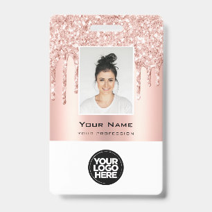Kundenspezifische Glitzer Tropfen Rose Gold Name Ausweis