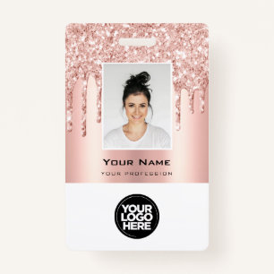 Kundenspezifische Glitzer Tropfen Rose Gold Name Ausweis