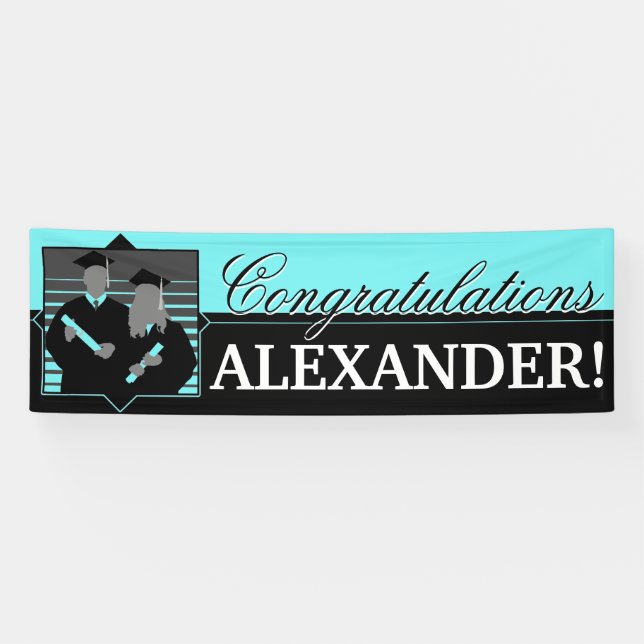 Kundenspezifische Glückwunsch Abschluss aquamarine Banner (Horizontal)