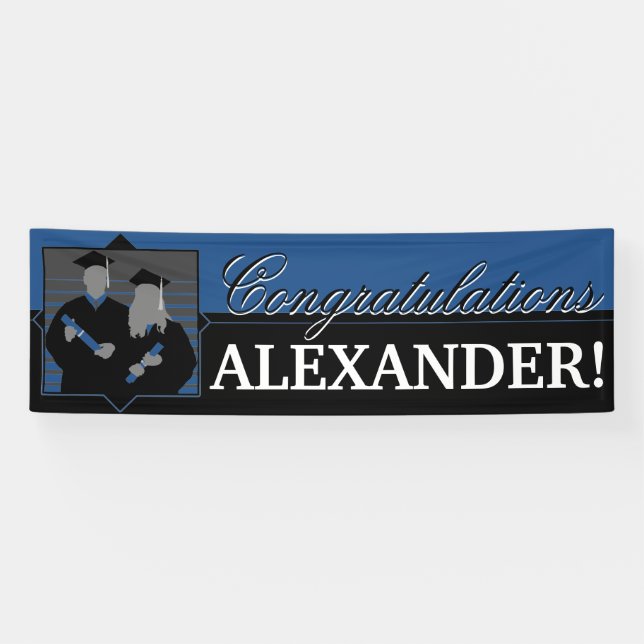 Kundenspezifische Glückwunsch-Abschluss-Blaufahne Banner (Horizontal)
