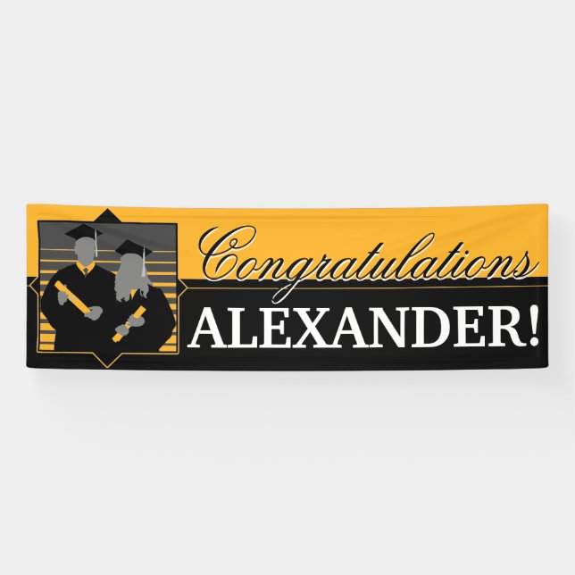 Kundenspezifische Glückwunsch-Abschluss-Goldfahne Banner (Horizontal)