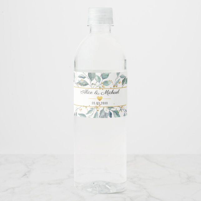 Kundenspezifische  Greenery Wasserflaschenetikett (Vorderseite)