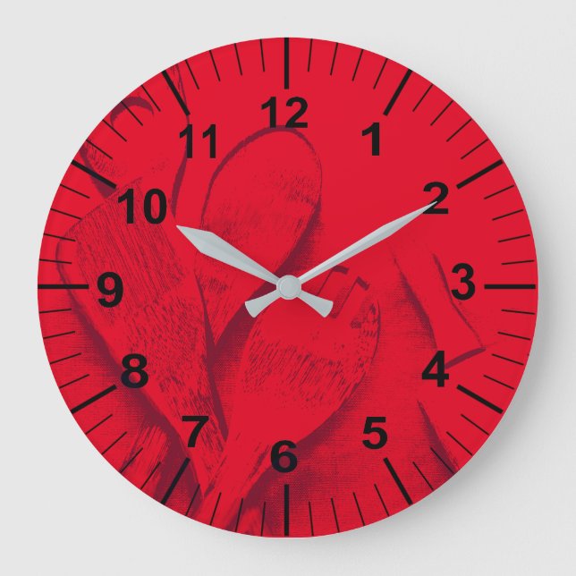 Kundenspezifische große rote Küchen-Wanduhr Wanduhr (Vorderseite)