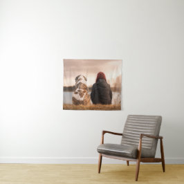 Kundenspezifische Haustier-Foto-Tapisserie Wandteppich