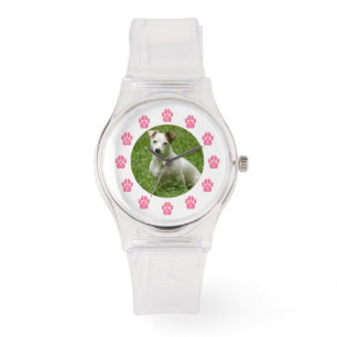 Kundenspezifische Haustier-Foto-Uhr - rosa Armbanduhr