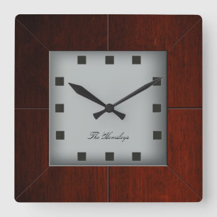 Kundenspezifische hölzerne quadratische Uhr