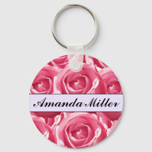 Kundenspezifische hübsche rosa Rosen Name, Schlüsselanhänger