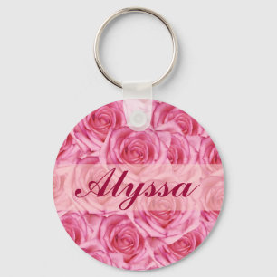 Kundenspezifische hübsche rosa Rosen Name, Schlüsselanhänger