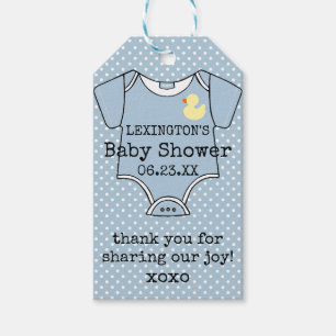Kundenspezifische Jungen-Babyparty danken Ihnen Geschenkanhänger
