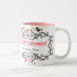 Kundenspezifische Jungvermählten-Braut und Zweifarbige Tasse