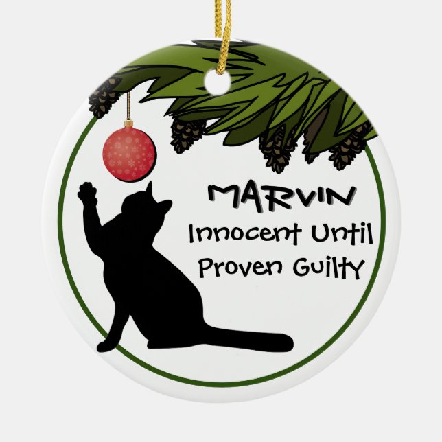 "Kundenspezifische Katze im Weihnachtsbaum Keramik Ornament (Vorne)