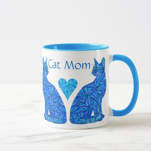 Kundenspezifische Katzen-Mama-abstrakte sitzende Tasse (Rechts)