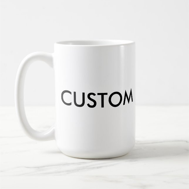 Kundenspezifische klassische große WEISS 15oz Kaffeetasse (Links)
