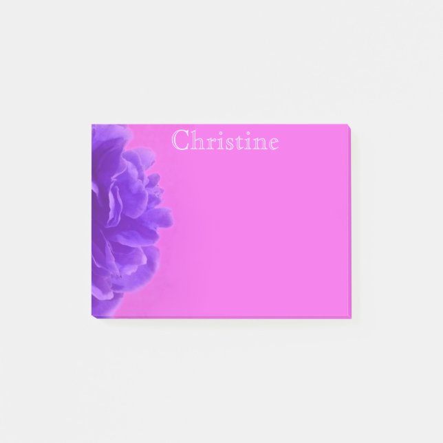 Kundenspezifische lila Himbeere mit Blumen Post-it Klebezettel (Vorderseite)
