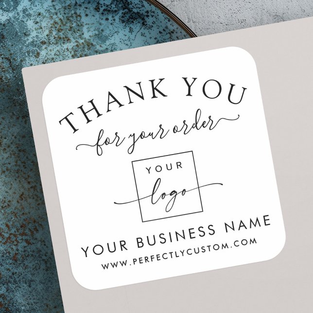 Kundenspezifische Logo-Bestellung Vielen Dank Quadratischer Aufkleber (Custom logo order thank you square sticker)