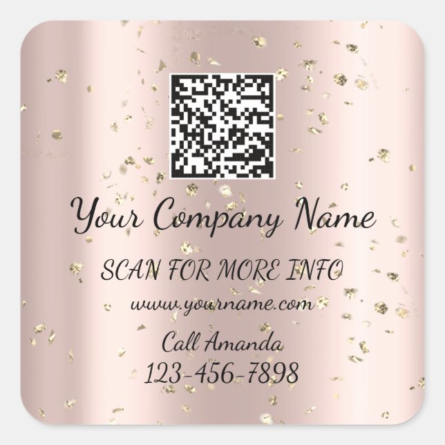 Kundenspezifische Logo QR Code Werbeshop Rose Conf Quadratischer Aufkleber (Vorderseite)