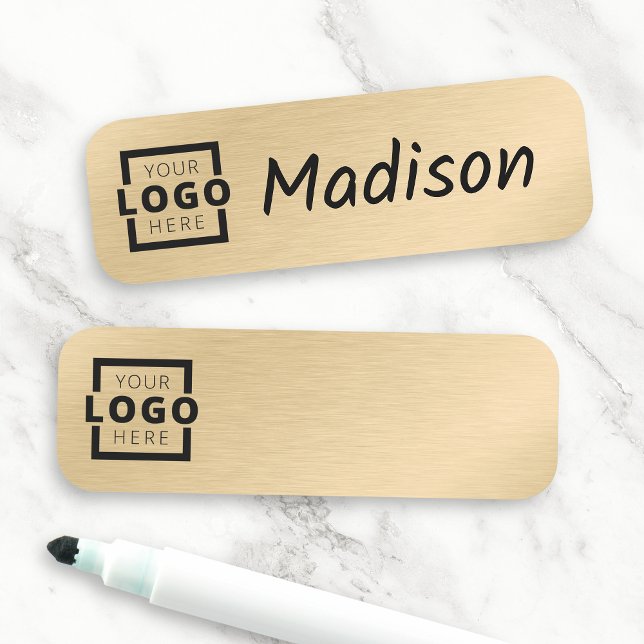 Kundenspezifische Logos Mitarbeiter Gold Dry Erase Namensschild (Von Creator hochgeladen)