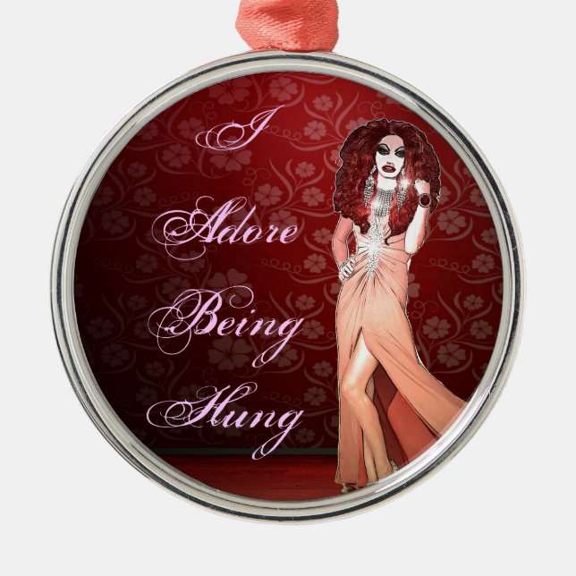 Kundenspezifische lustige Dragqueen Silbernes Ornament (Vorne)