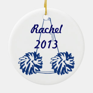 Kundenspezifische Marine-Blau-Cheerleading Keramik Ornament
