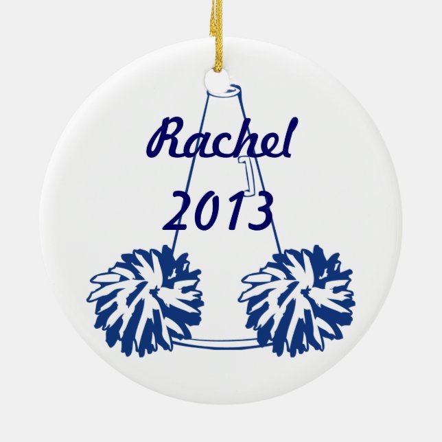 Kundenspezifische Marine-Blau-Cheerleading Keramik Ornament (Hinten)