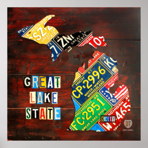 Kundenspezifische Michigan-Kfz-Kennzeichen-Karte Poster