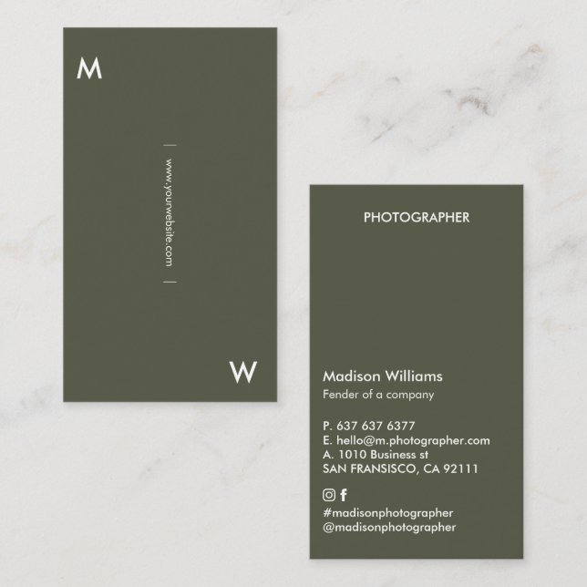Kundenspezifische Minimal-Monogram-Visitenkarte Visitenkarte (Vorne/Hinten)