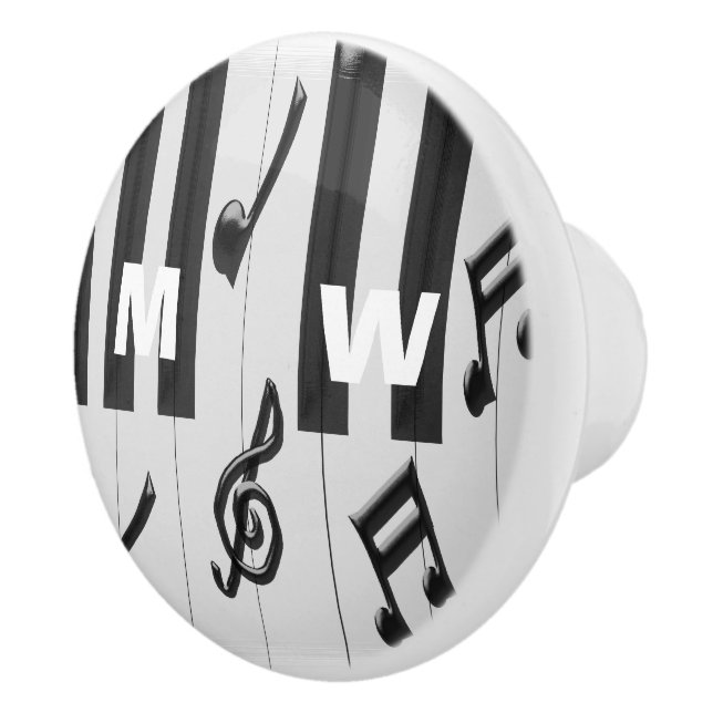 Kundenspezifische mit Monogramm Klavier-Tastatur Keramikknauf (Rechts)