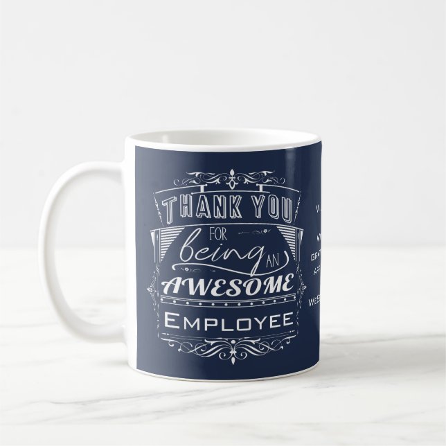 Kundenspezifische Mitarbeiterbewertung Vielen Dank Kaffeetasse (Links)