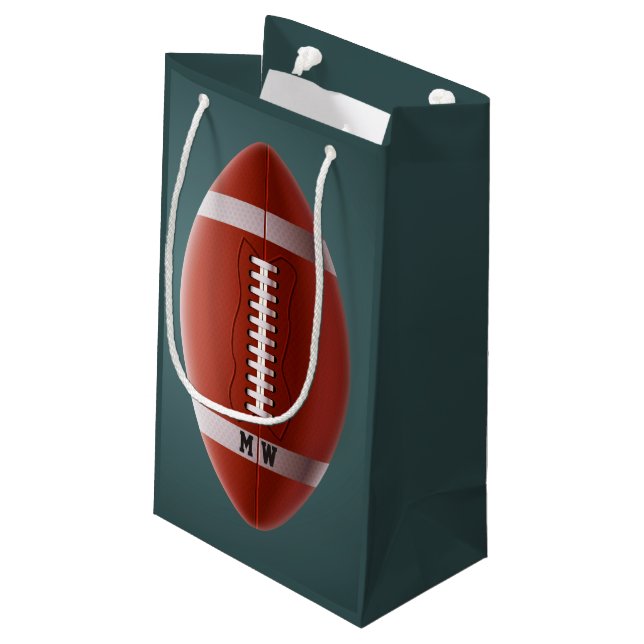 Kundenspezifische Monogramm Fußball-Geschenktasche Kleine Geschenktüte (Rückseite Schrägansicht)
