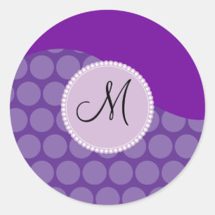 Kundenspezifische Monogramm-Initialen-lila Runder Aufkleber