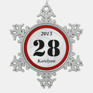 Kundenspezifische Monogramm-Volleyball-Verzierung Schneeflocken Zinn-Ornament