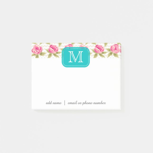 Kundenspezifische Monogramme Posten-it® Post-it Klebezettel (Vorderseite)