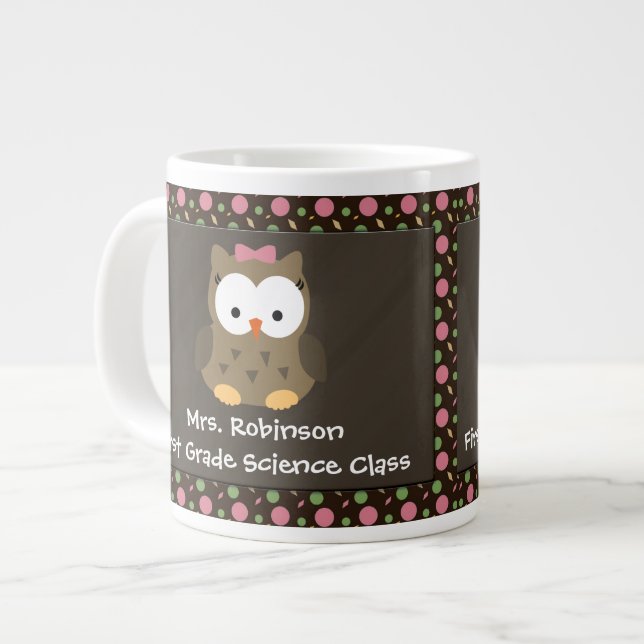 Kundenspezifische niedliche Baby-Mädchen-Eule, Jumbo-Tasse (Vorderseite Links)