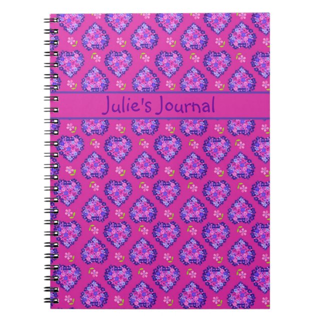 Kundenspezifische Notebook-, Magenta-Herzen und Bl Notizblock (Vorderseite)