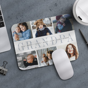 Kundenspezifische Opa Foto Collage & Grandchildren Mousepad