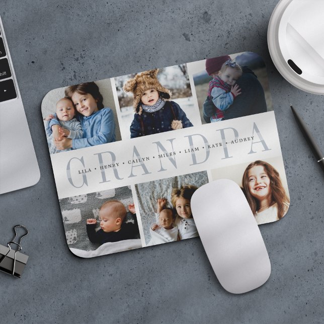 Kundenspezifische Opa Foto Collage & Grandchildren Mousepad (Von Creator hochgeladen)