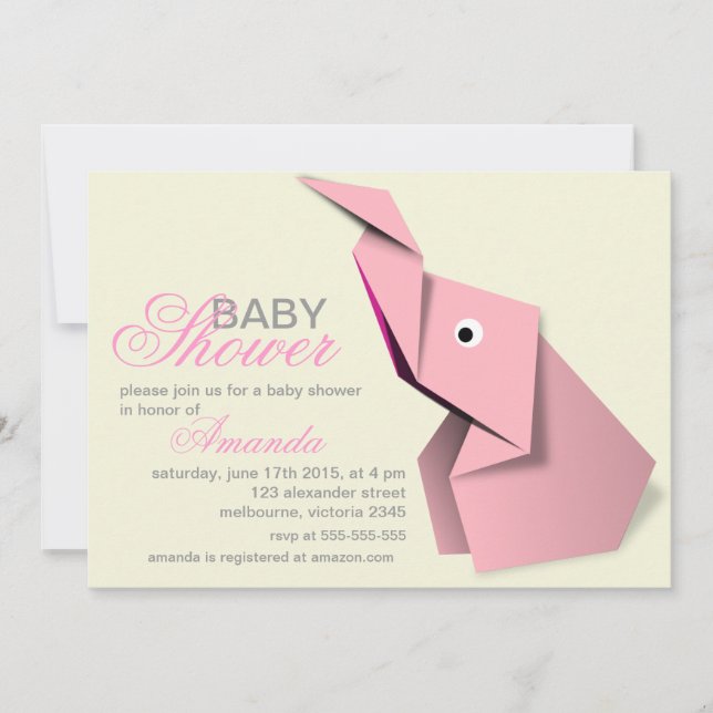 Kundenspezifische origami Elefant-Babyparty Einladung (Vorderseite)